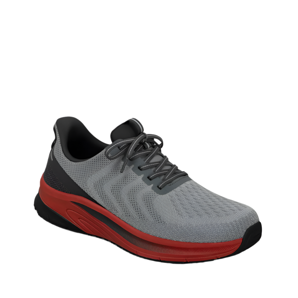 Orthofeet Men's Tilos Hands-Free Sneaker Gray / Red