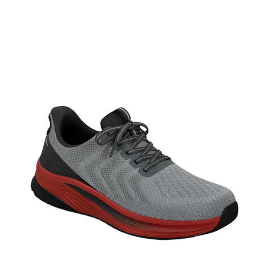 Orthofeet Men's Tilos Hands-Free Sneaker Gray / Red